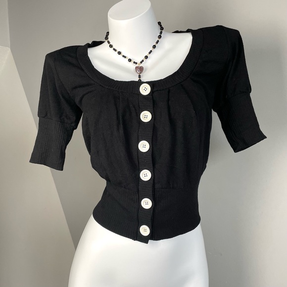 Black Button-Up Top - Picture 1 of 5